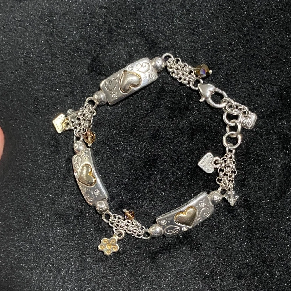 Brighton Silver and Gold Plating Heart Charm Bracelet